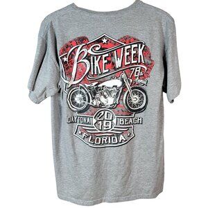 Bike Week 2019 Unisex Daytona Beach FL T Shirt Gray Large 78th Motorcycle Back